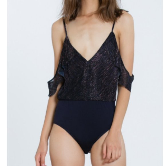 Strappy Off The Shoulder Ruffle Bodysuit - Picture 1 of 1